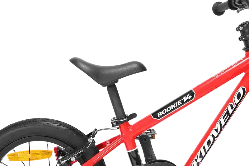 Close-up of a adjustable seat of red balance bike