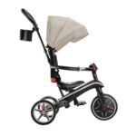 Side view of Globber explorer tricycle foldable 4 in 1 trike-Taupe colour