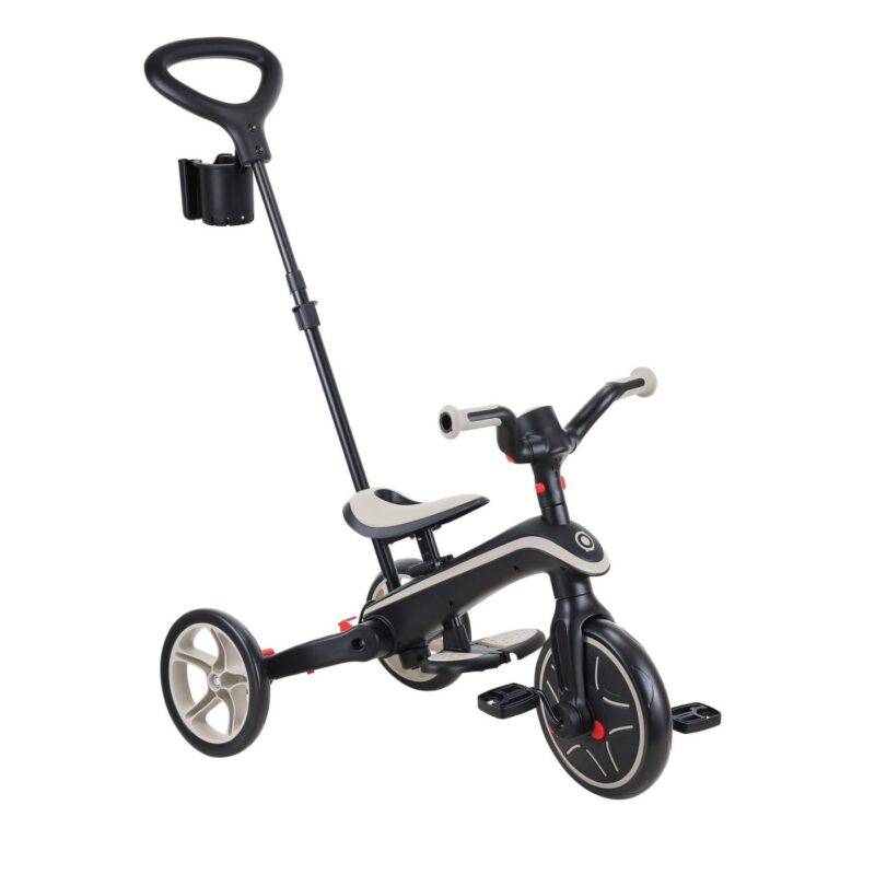 Globber explorer foldable 4 in 1 tricycle with adjustable parent push handle & pedal_taupe colour