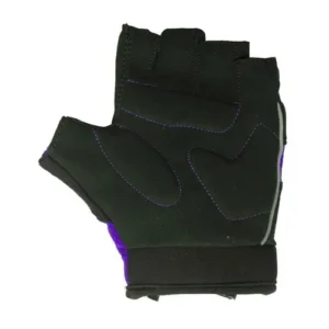 Padded palm view of Purple & Black Kids bike Glove