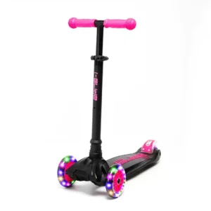 I-GLIDE 3 Wheel Kids Scooter Black Pink with led wheels