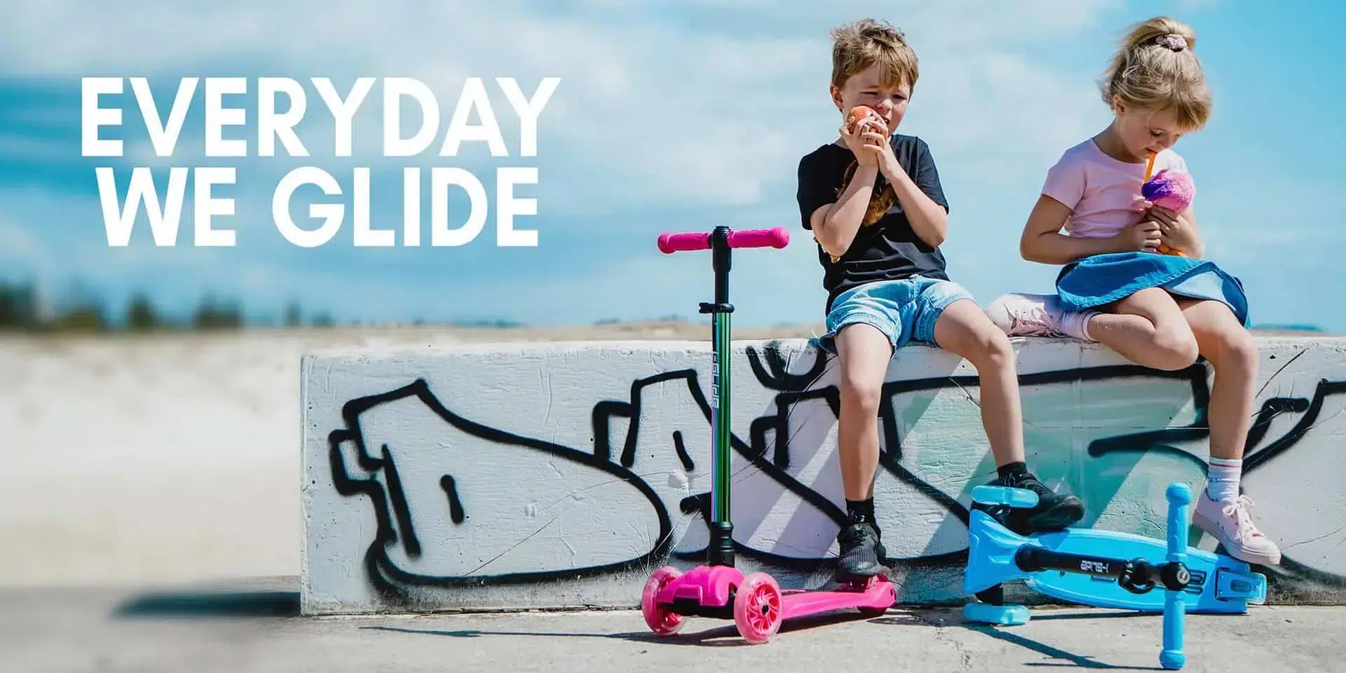 Kids with 3 Wheel Scooter
