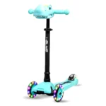 Aqua-Black 3 Wheel Kids Scooter with light up wheels & Green Dinosaur head