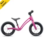 Side view of Flamingo Pink Airo 12 Inch Balance Bike for Toddlers