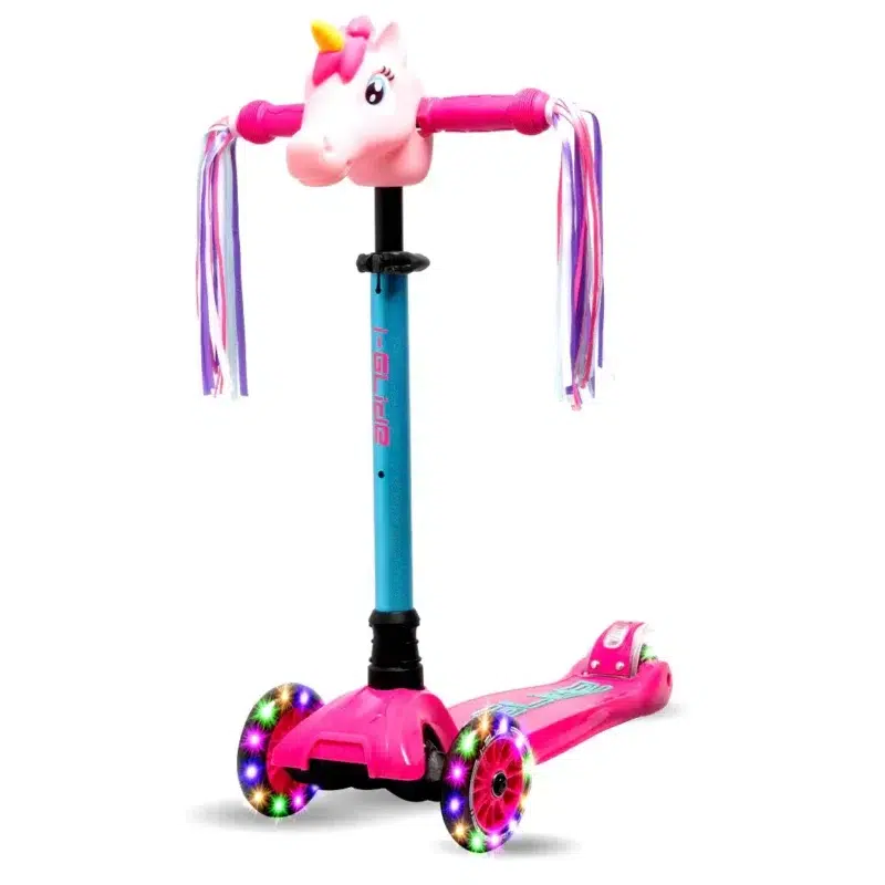 I_Glide 3 wheel scooter with Unicorn Head and Streamers