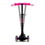 Front View of Black & Pink Kids 3 wheel scooter with LED Light up wheels