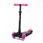 Kids 3 Wheel Scooter with LED Light up wheels in Black & Pink