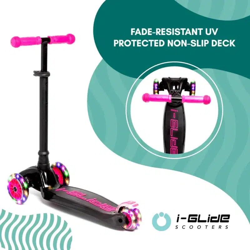 Black & Pink kids 3 wheel scooter with UV Protected Non slip deck