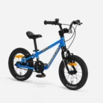 Blue Kidvelo Rookie 14 convertible pedal bike shown from the front three-quarter view for Xchange Sports Australia.