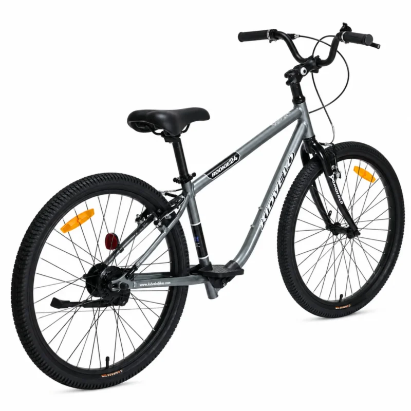 kidvelo-rookie-24-convertible-balance-bike-grey-balance-mode-rear-three-quarter-view-xchange-sports-australia