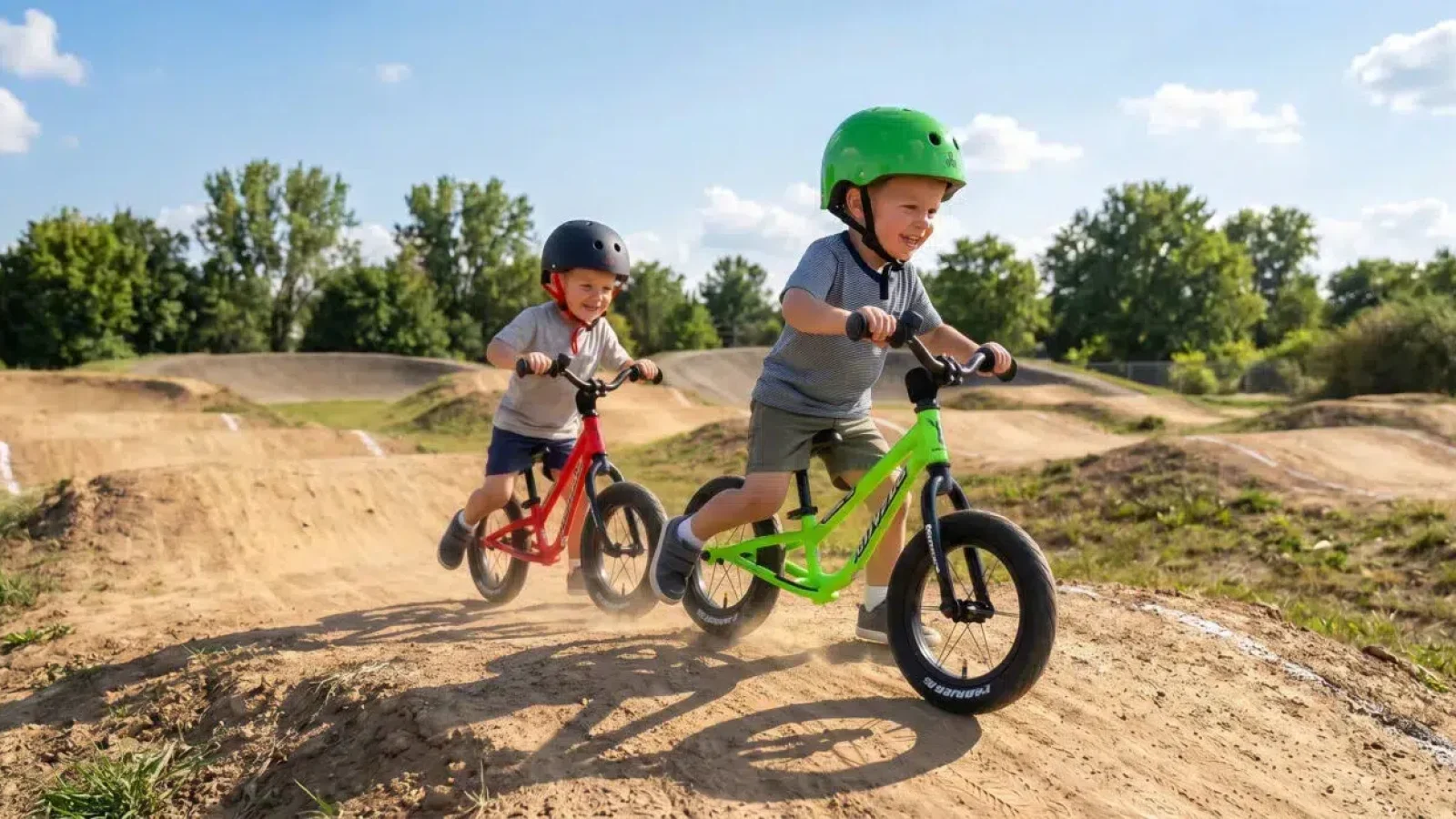 Kidvelo Balance Bikes Hero Image Kids at BMX track Australia